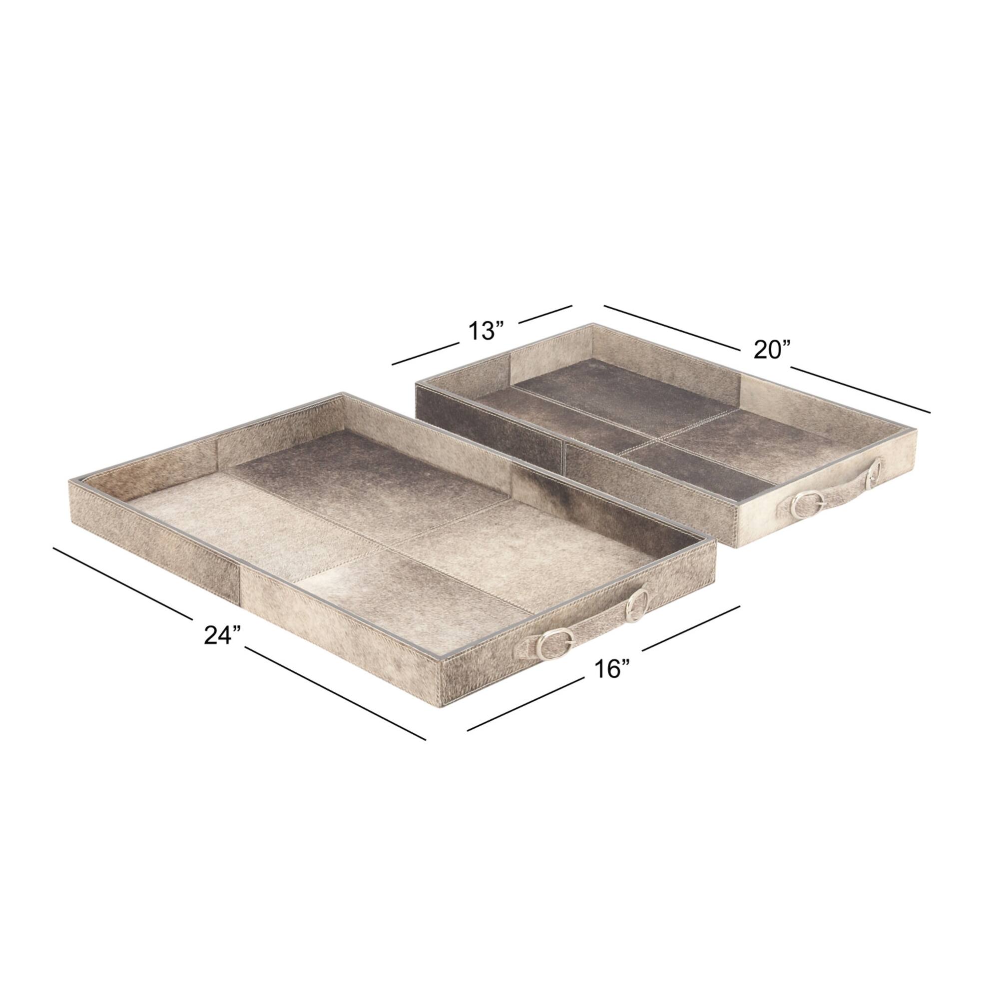 Gray Wood Traditional Tray Set